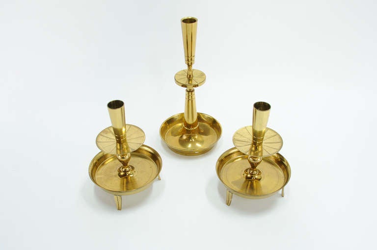 Mid-20th Century A Trio of Tommi Parzinger Candle Holders For Sale
