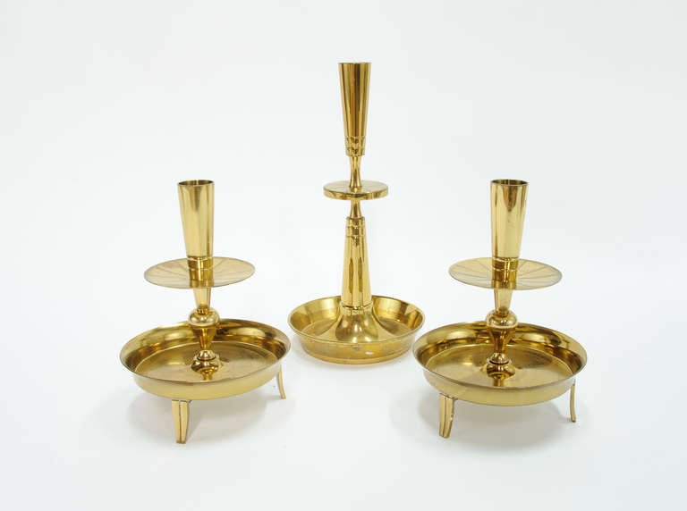 Mid-Century Modern A Trio of Tommi Parzinger Candle Holders For Sale