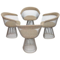 A Set of Four Warren Platner Dining Chairs in Bronze Finish for Knoll International