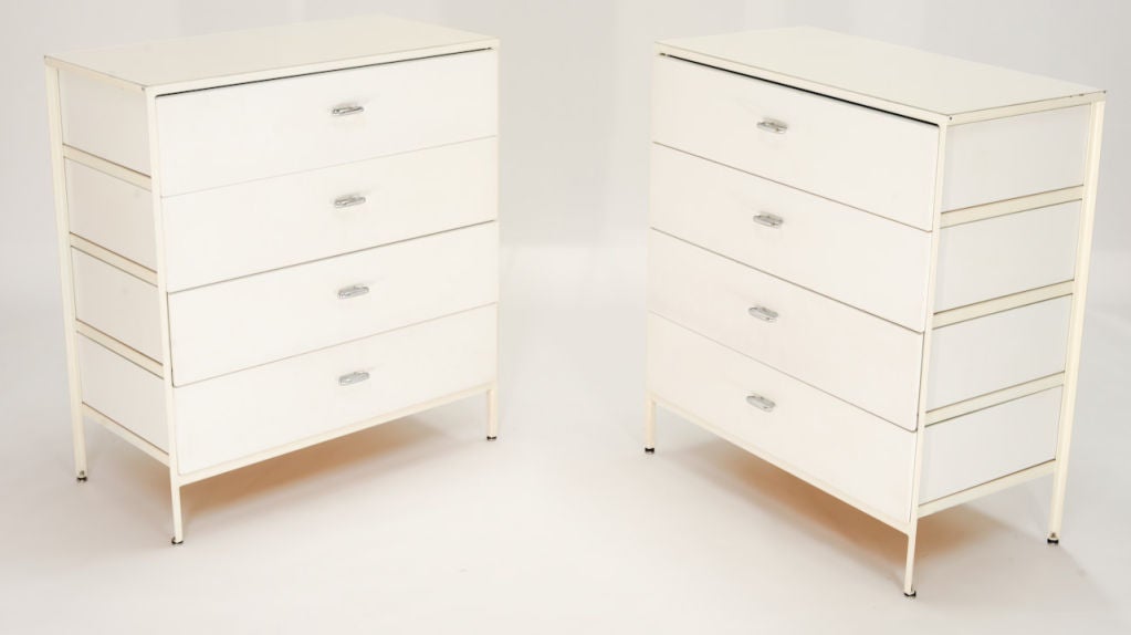 Steel Frame George 4 drawer Nelson Highboys for Herman Miller.  This matching pair of chest of drawer is an elegant addition to any home.