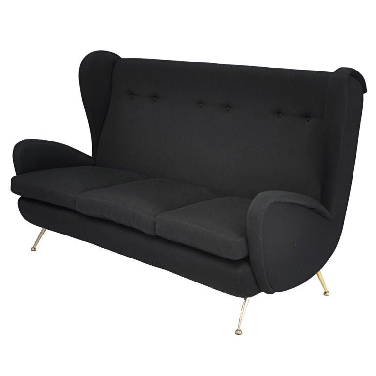 Italian High Back Wing Sofa For Sale