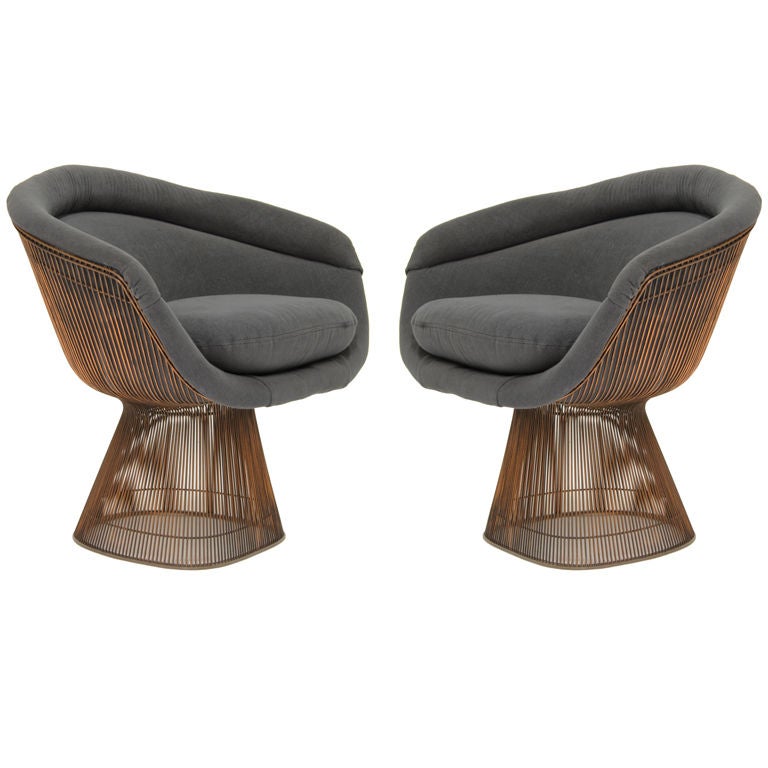Rare Pair Copper Lounge Chairs By Warren Platner