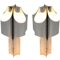 A Pair of Robert Sonneman Curve Folded Chrome Table Lamps