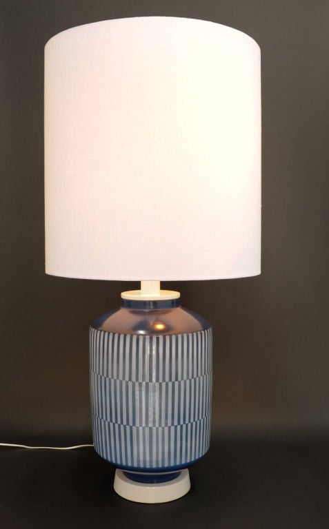 Swiss Monumental Swedish Ceramic Table Lamp by AH Kag
