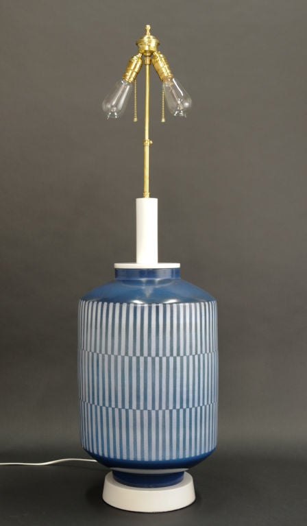 Monumental Swedish Ceramic Table Lamp by AH Kag In Excellent Condition In Portland, OR