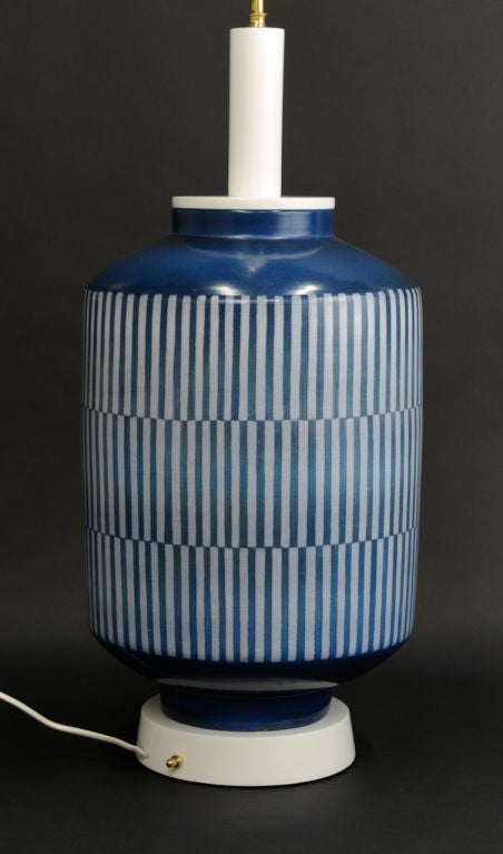 Mid-20th Century Monumental Swedish Ceramic Table Lamp by AH Kag