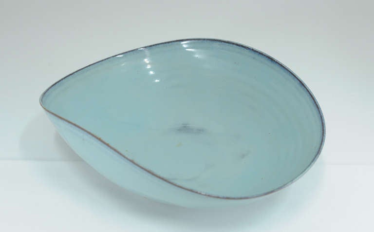 Gertrud and Otto Natzler Bowl in Blue Red Reduction Glaze 2