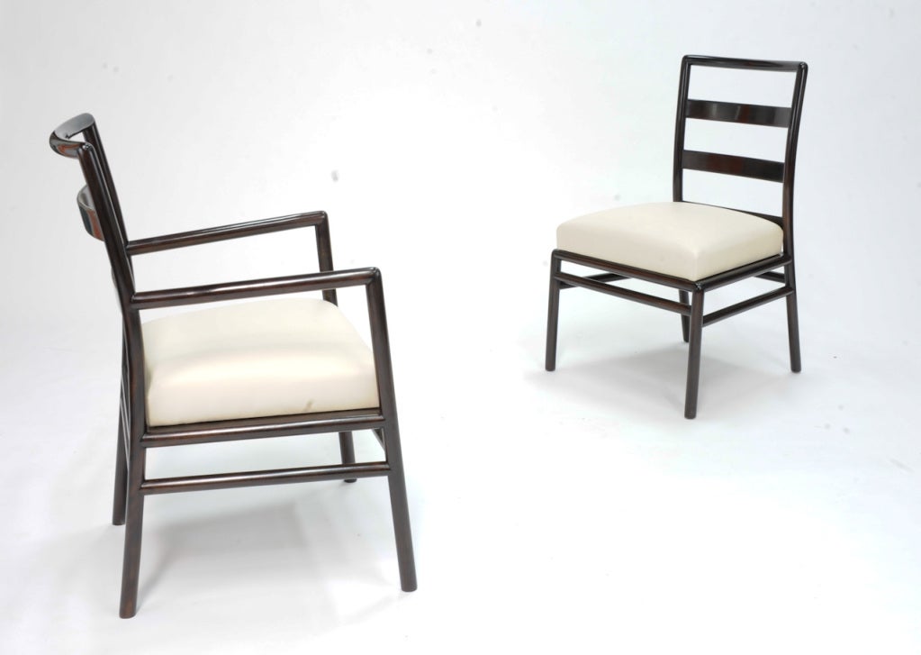 Simple and understated Gibbings dining chairs from his Widdicomb line. Arm height is 25