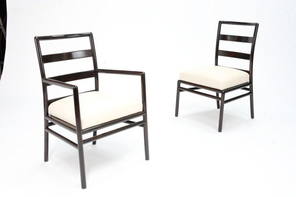 American Set of 12 T.H. Robsjohn-Gibbings Ladder-Back Dining Chairs