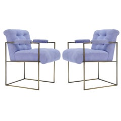 Pair of Milo Baughman Bronze Side Chairs