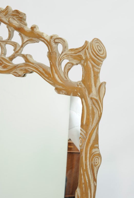 Mid-20th Century Hand Carved Italian Wall Mirror For Sale