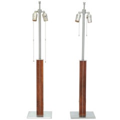 Rosewood and Chrome Von Nessen Table Lamps