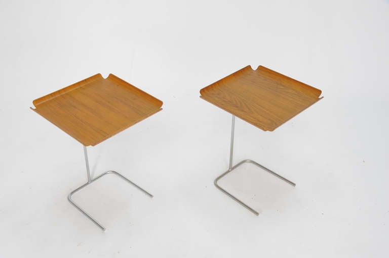A wonderful pair of George Nelson tray tables. These are the rare and early production.