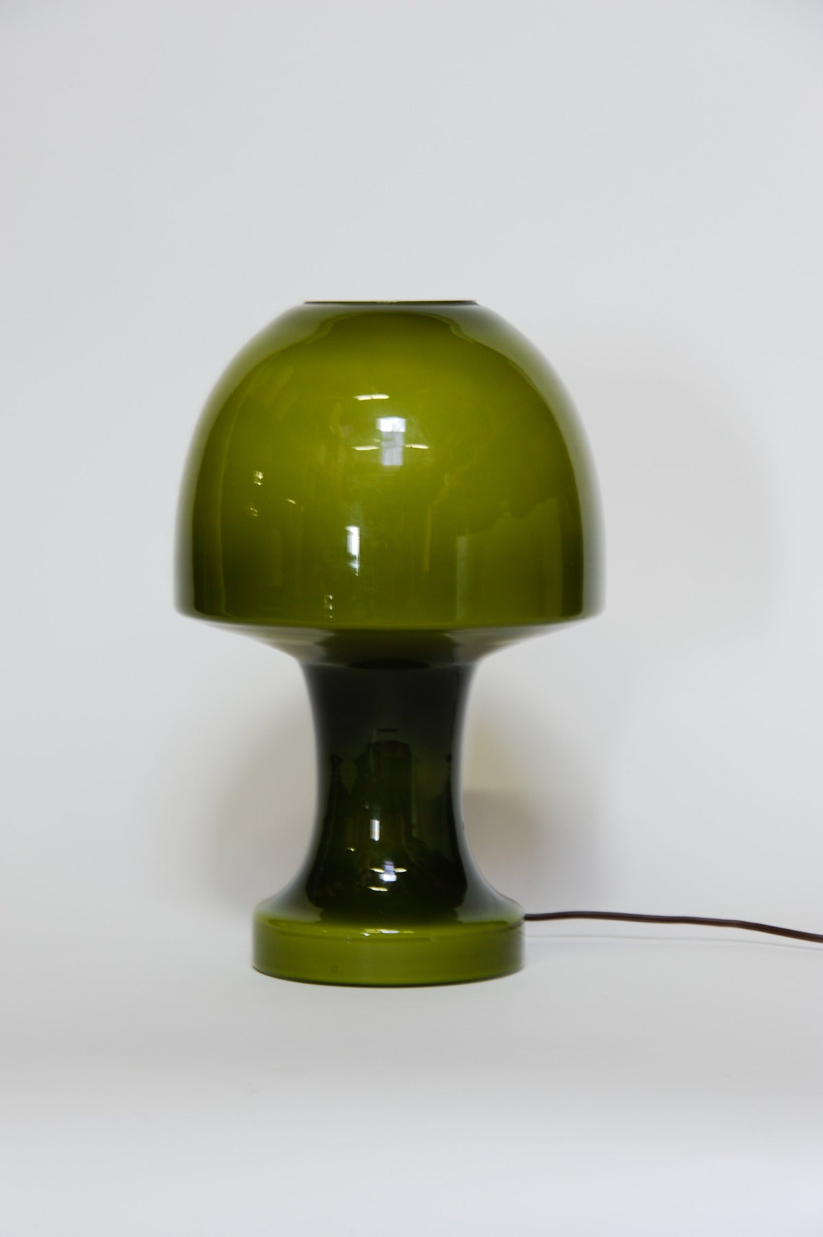 Amazing Green Glass Italian Mushroom Lamp in the Manner of Gino Vistosi In Excellent Condition In Portland, OR