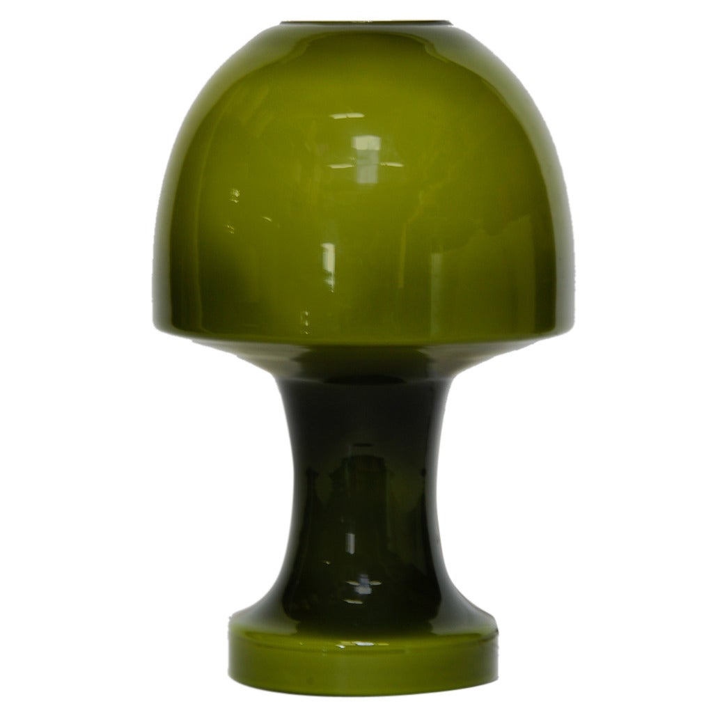 Amazing Green Glass Italian Mushroom Lamp in the Manner of Gino Vistosi