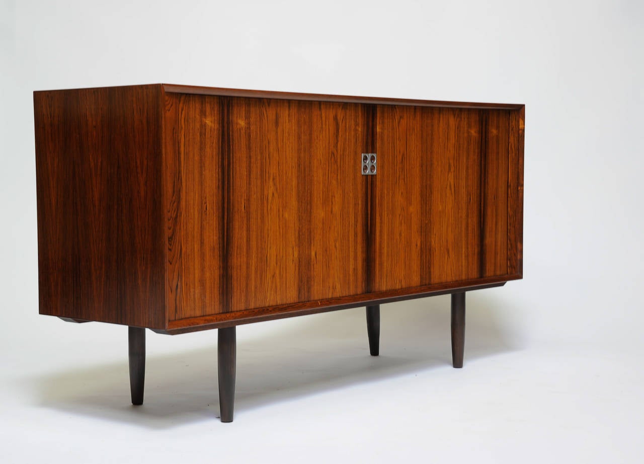 Mid-20th Century Pair of Rosewood Tambour Door Credenzas by Arne Vodder for Sibast