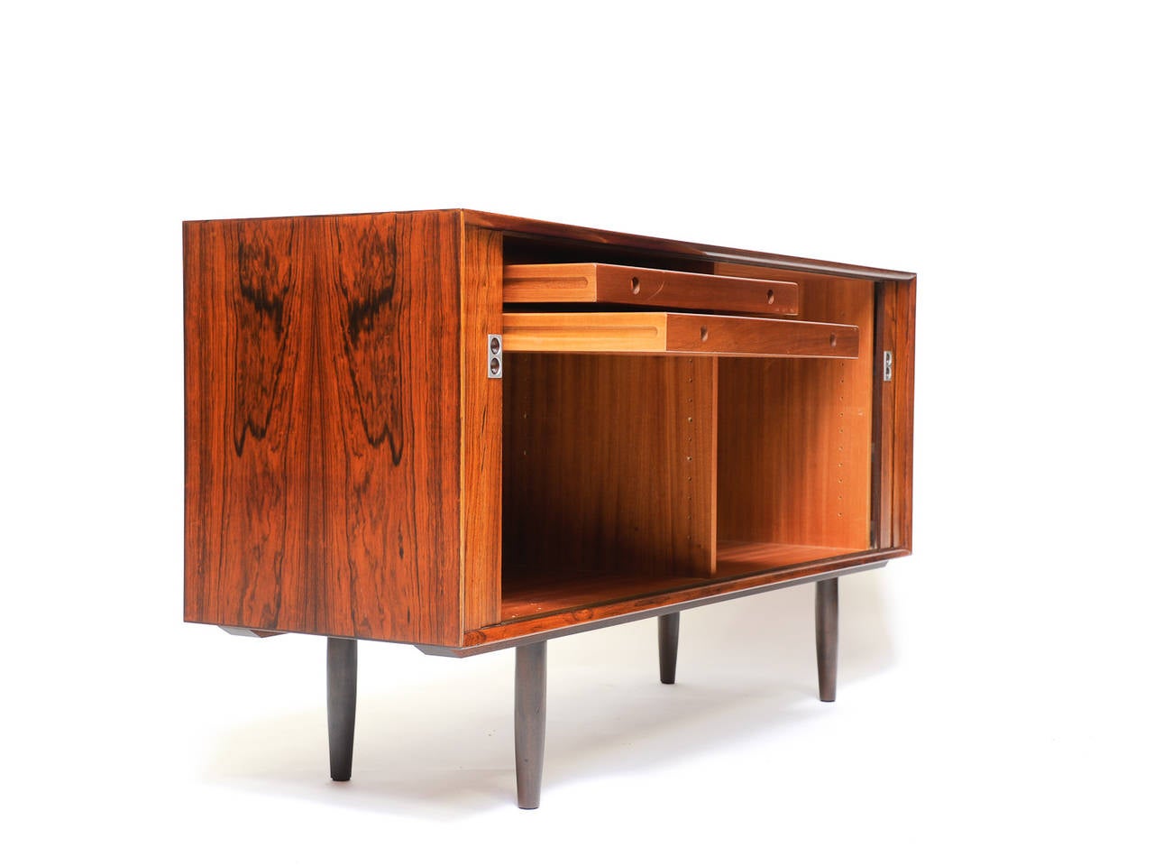 Pair of Rosewood Tambour Door Credenzas by Arne Vodder for Sibast 1