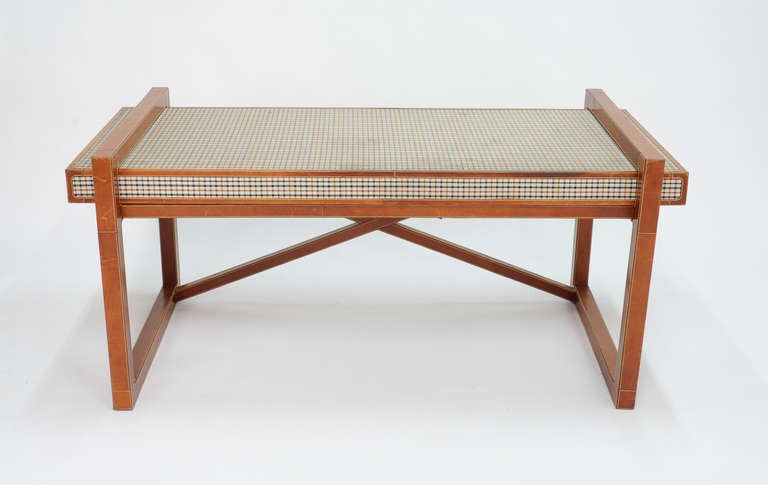 Fabulous Leather and Burberry Fabric Desk by Eric Brand