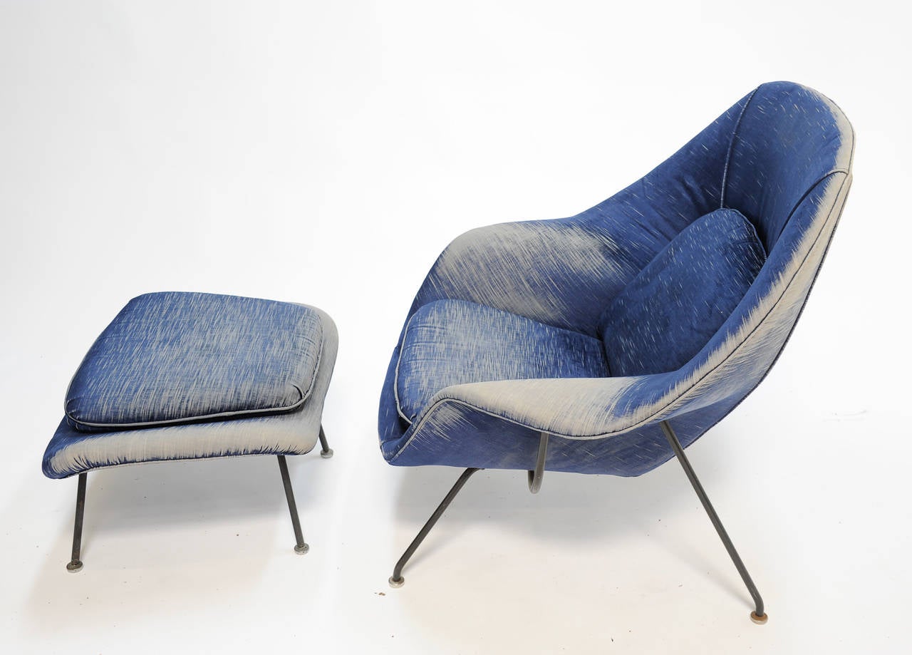 Steel Early Eero Saarinen for Knoll Womb Lounge Chair and Ottoman