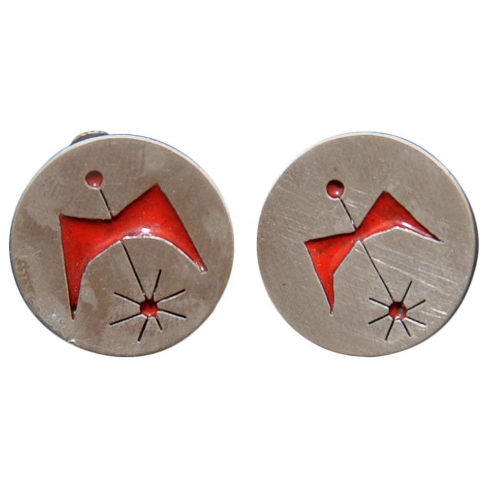 Betty Cooke Signed Sterling Silver Modernist Earrings
