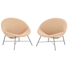 Pair of Custom-Made Regal and Grand, Modern Half-Moon Chairs