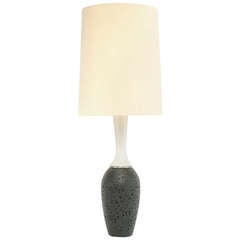 Grand and Elegant Lava and White Enamel Crackled Finish Ceramic Table Lamp