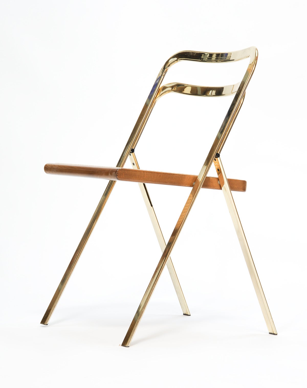 Mid-Century Modern Set of Four Folding Italian Chairs by Cidue in the Style of Willy Rizzo