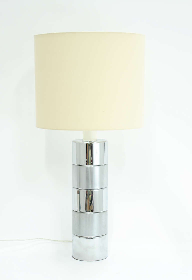 A Laurel Lighting Company brushed and polished chrome lamp. Sold without shade and with a 9