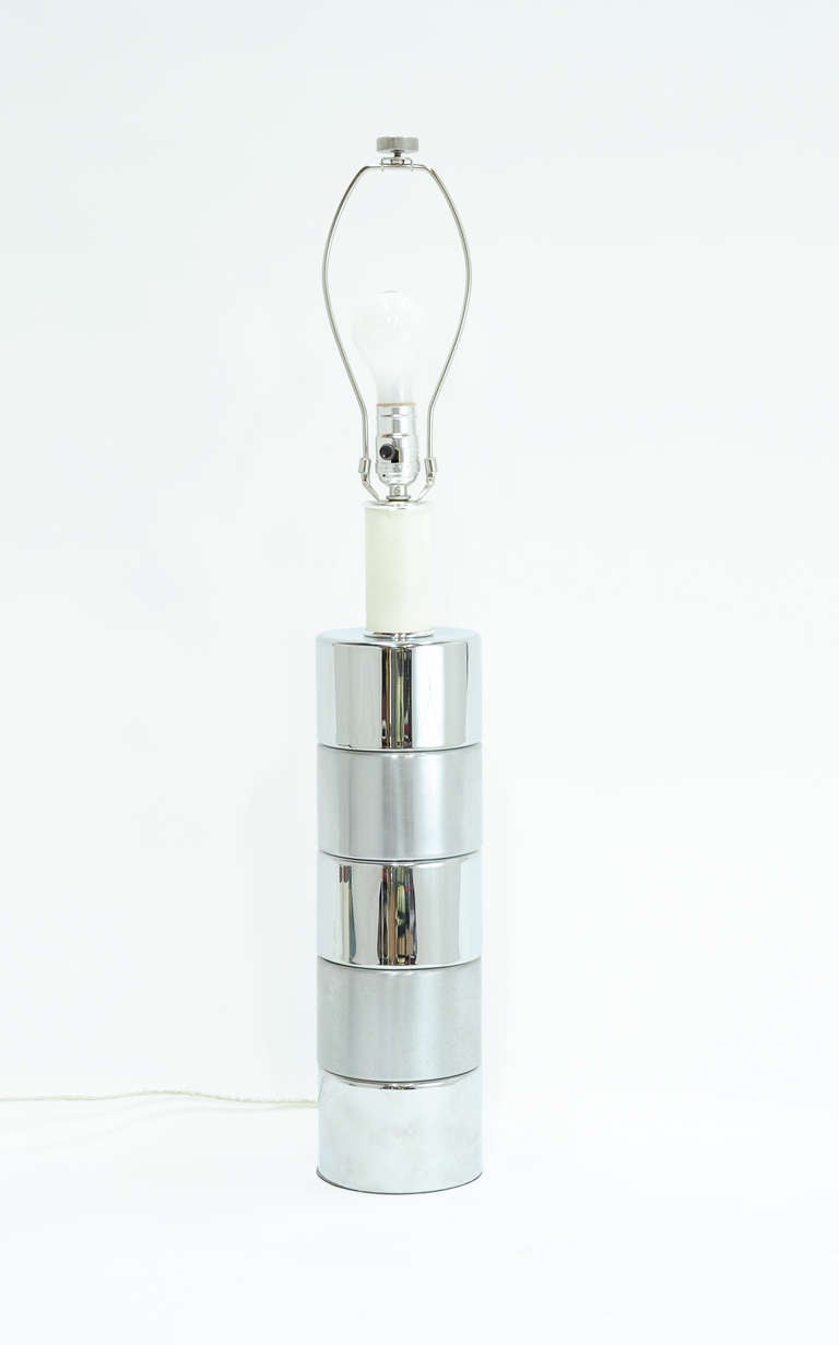 Laurel Lighting Company Brushed and Polished Chrome Lamp In Good Condition For Sale In Portland, OR