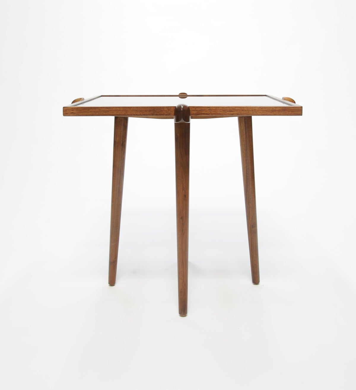 Pair of Walnut and Smoke Glass Side Tables in the Manner of Gio Ponti 1