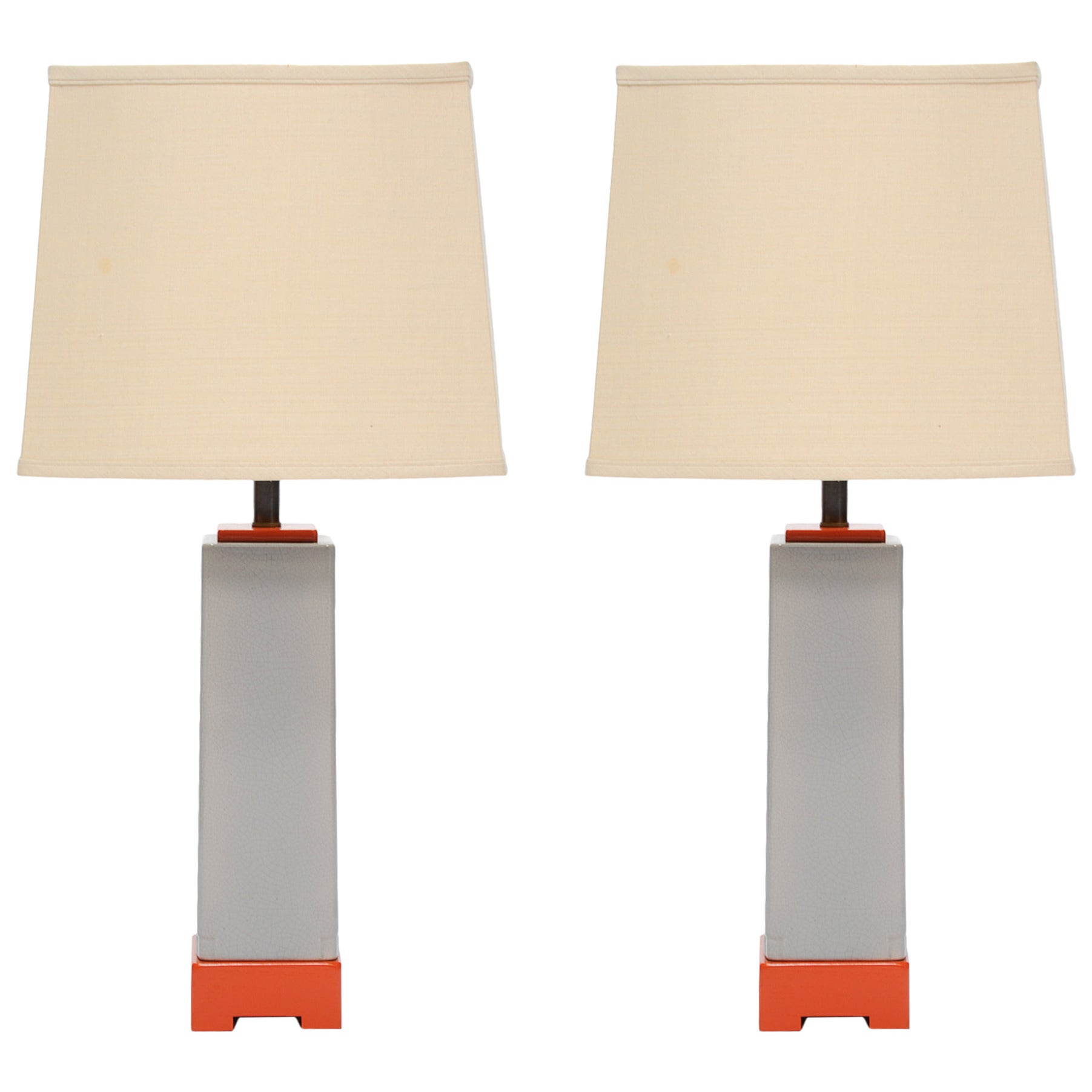 Pair of Ceramic Lamps in the Style of Paul Laszlo For Sale