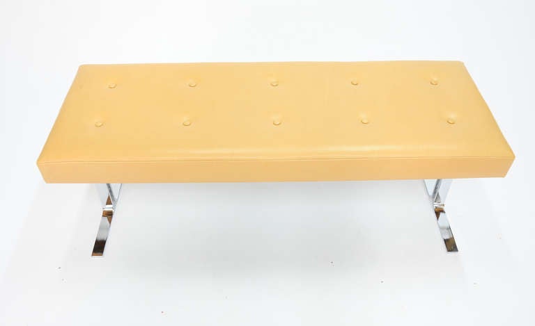 Late 20th Century Milo Baughman Chrome and Italian Leather Bench by Design Institute of America
