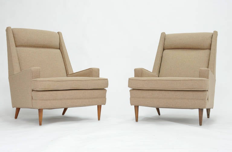 Mid-Century Modern Decadent Modern Wingback Club Chairs