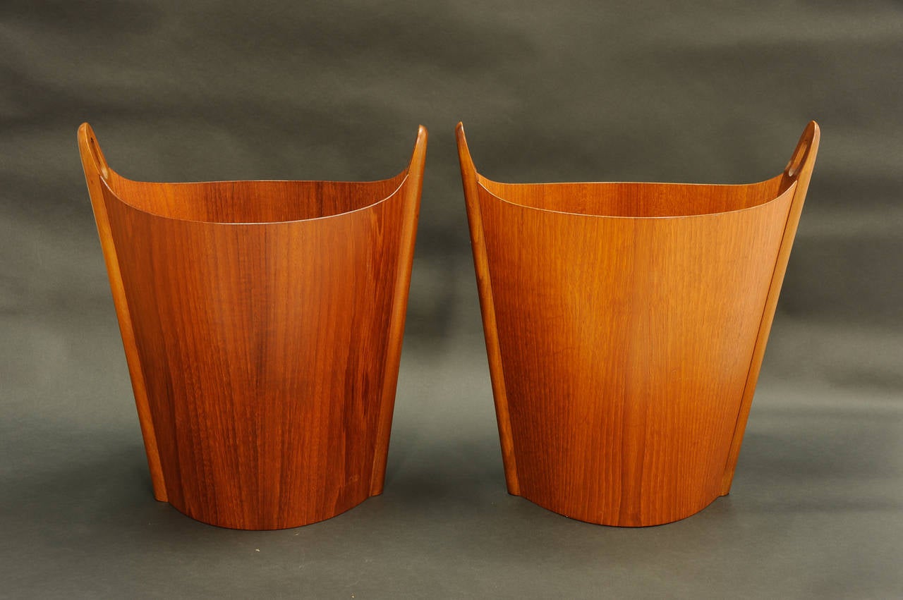 Pair of Iconic P.S. Heggen Waste Bins Designed by Einar Barnes In Excellent Condition In Portland, OR