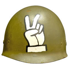 Vintage US Army Vietnam Peace Sign Helmet Liner