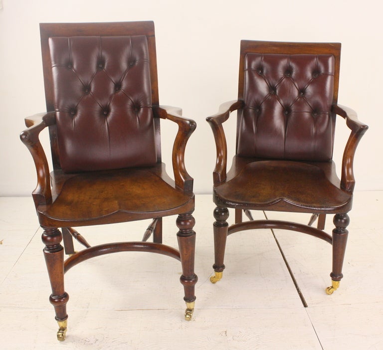 PAIR of Antique English Mahogany Library Chairs 5