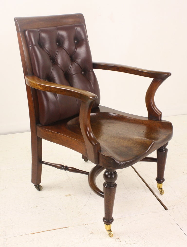 PAIR of Antique English Mahogany Library Chairs 1