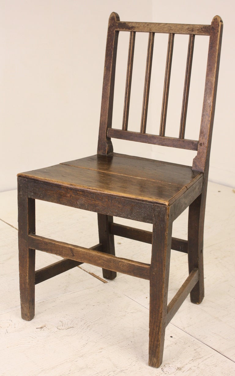 18th Century and Earlier Three Antique English Hepplewhite Oak Side Chairs