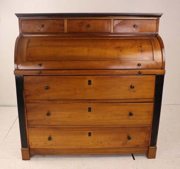 Antique French Cherry Cylinder Top Desk