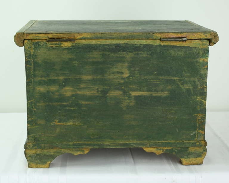 19th Century Charming Continental Small Green Country Storage Box