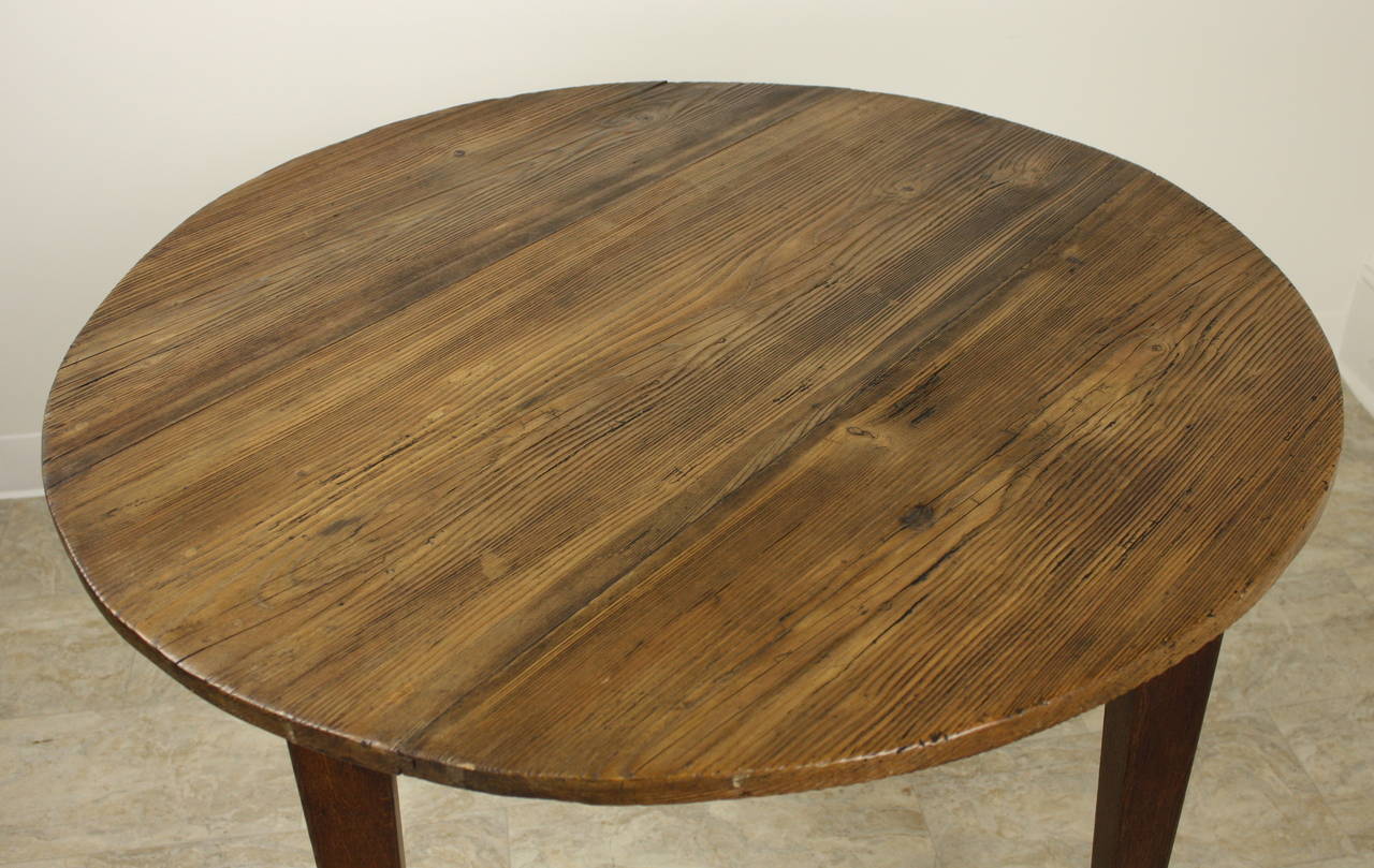 20th Century Antique French Pine Large Round Lamp Table