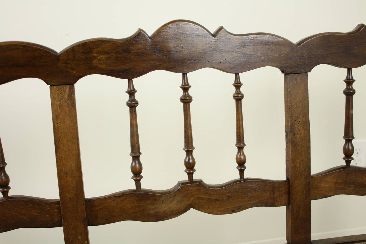 Antique French Chestnut Rush Seat Bench In Good Condition In Port Chester, NY