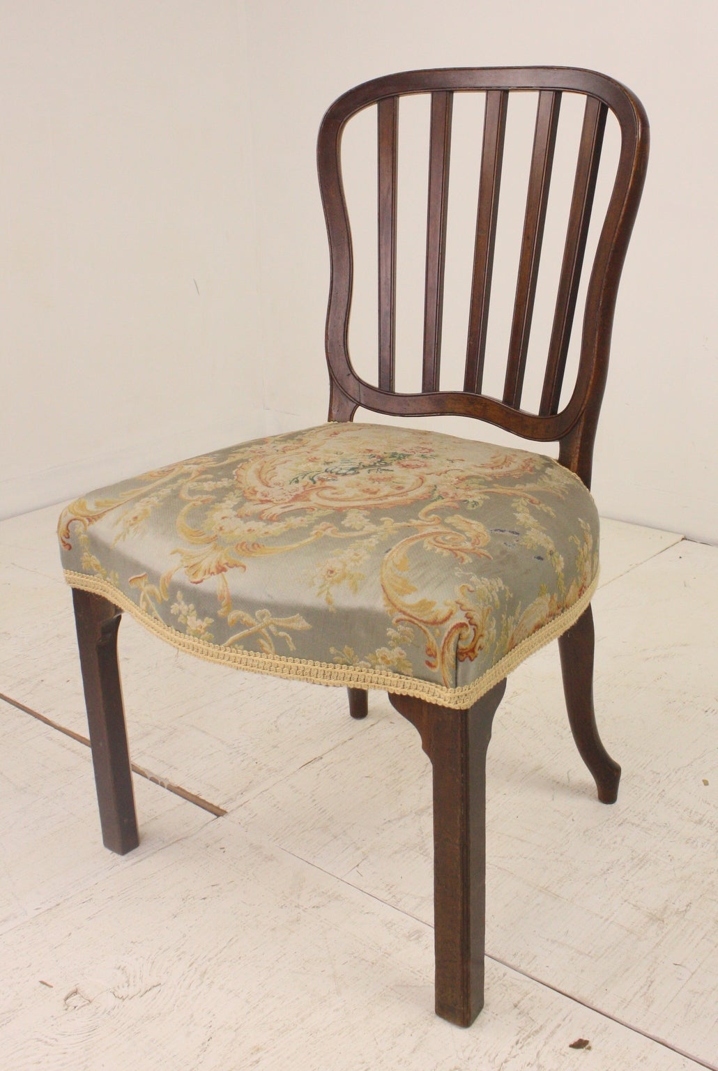 Antique Georgian English Lady's Desk Chair, Old Petit Point Seat