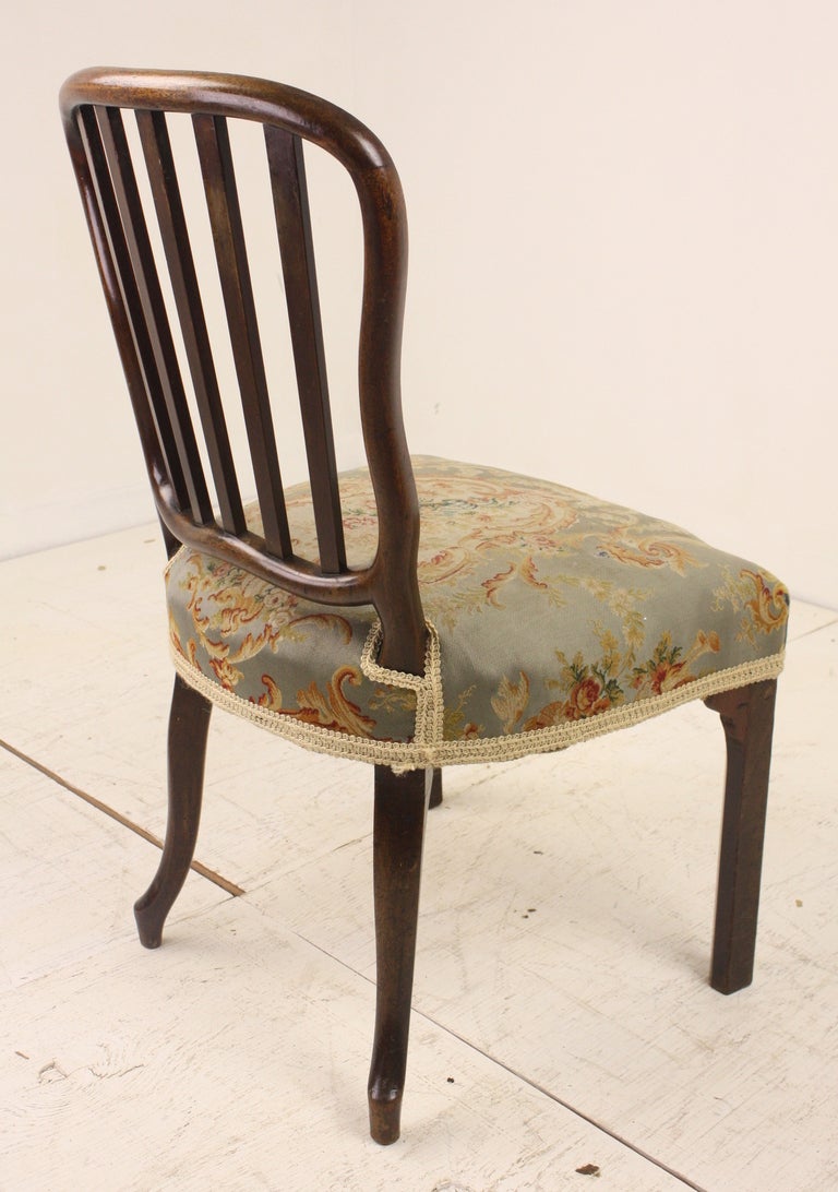 Antique Georgian English Lady's Desk Chair, Old Petit Point Seat In Good Condition In Port Chester, NY
