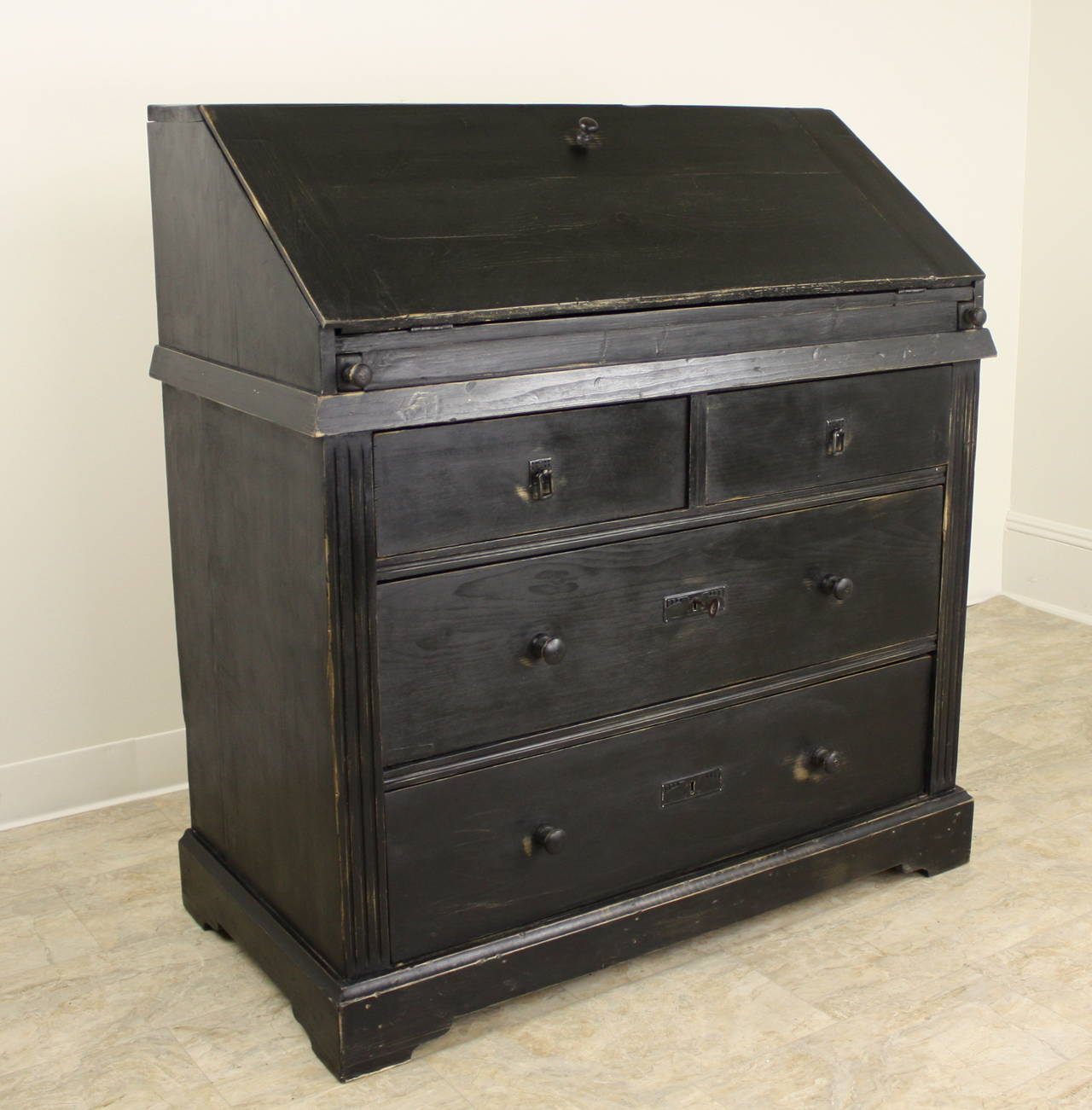 Antique Continental Black Slant-top Desk 3