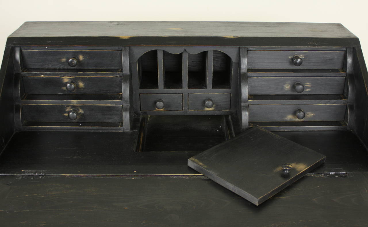19th Century Antique Continental Black Slant-top Desk