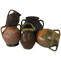 Collection of Five Decorative Antique Romanian Cooking Vessels