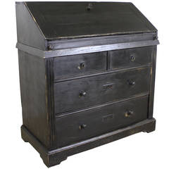 Antique Continental Black Slant-top Desk