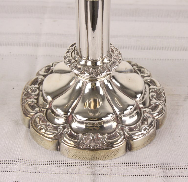 Collection of Three Pairs of Antique English Silver Plated Candlesticks In Good Condition In Port Chester, NY