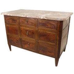 Antique French Walnut Louis XVI Commode, Marble Top